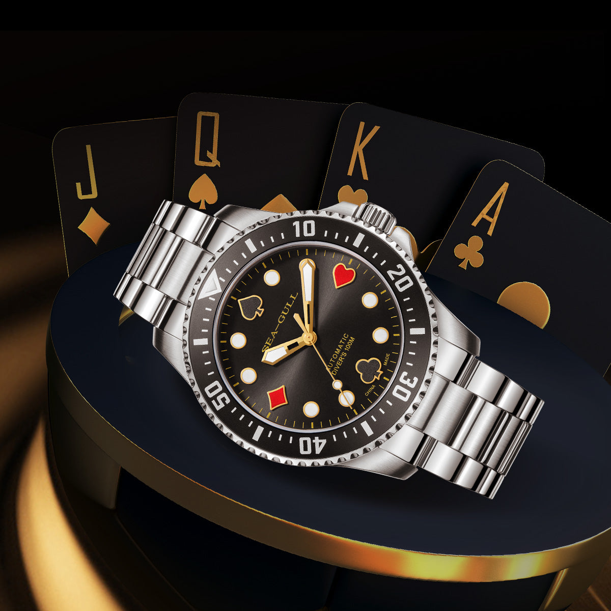 Ocean Series 100m Waterproof Poker Master Dive Watch 44.5mm