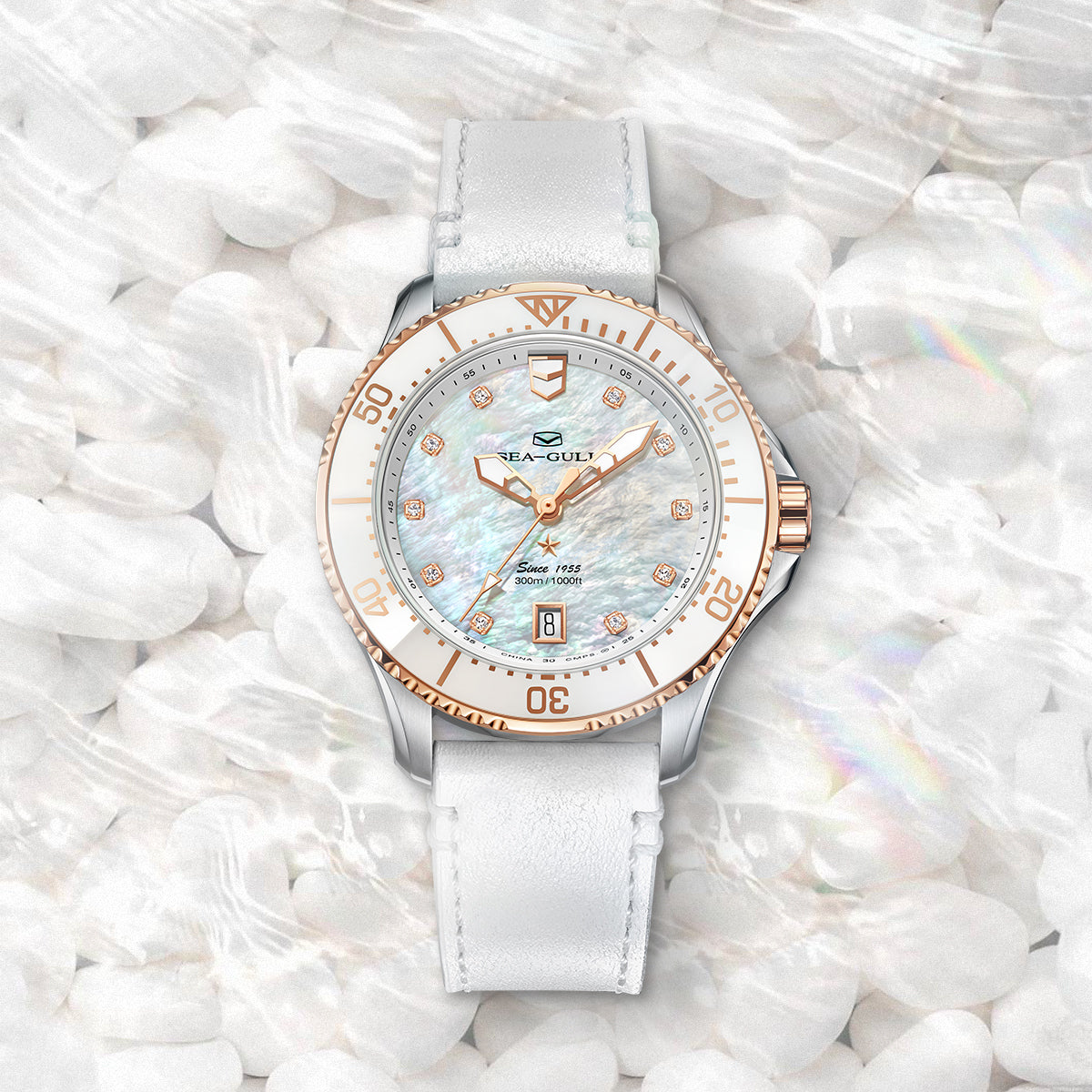 Ocean Series Pro 300m Waterproof Mother-of-pearl Dial Lady's Dive Watch 40mm