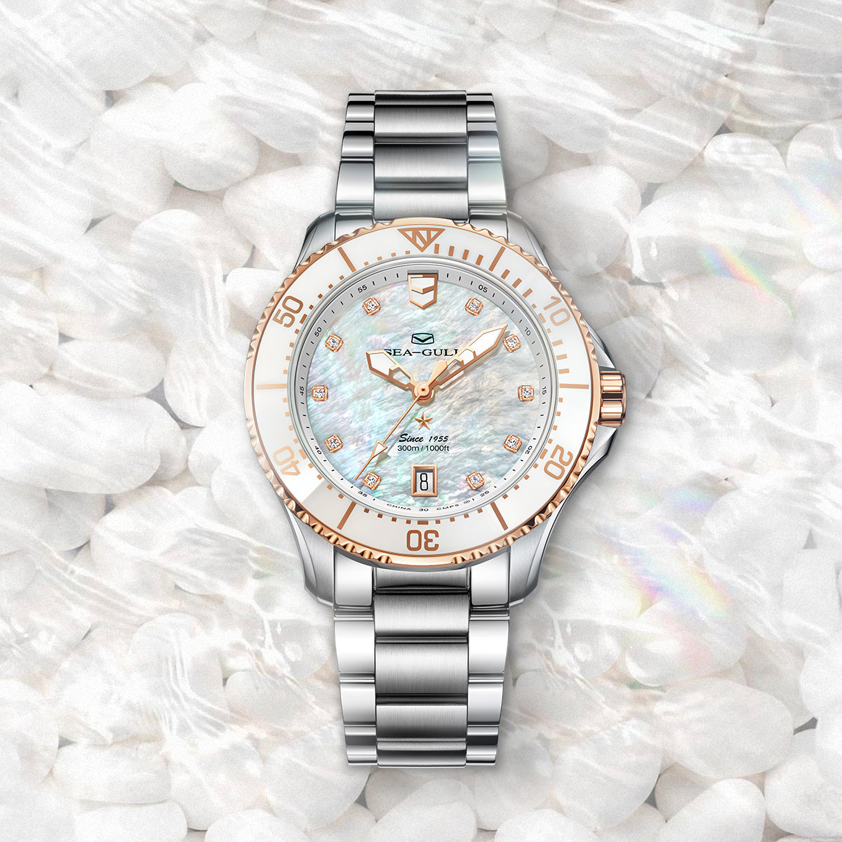 Ocean Series Pro 300m Waterproof Mother-of-pearl Dial Lady's Dive Watch 40mm