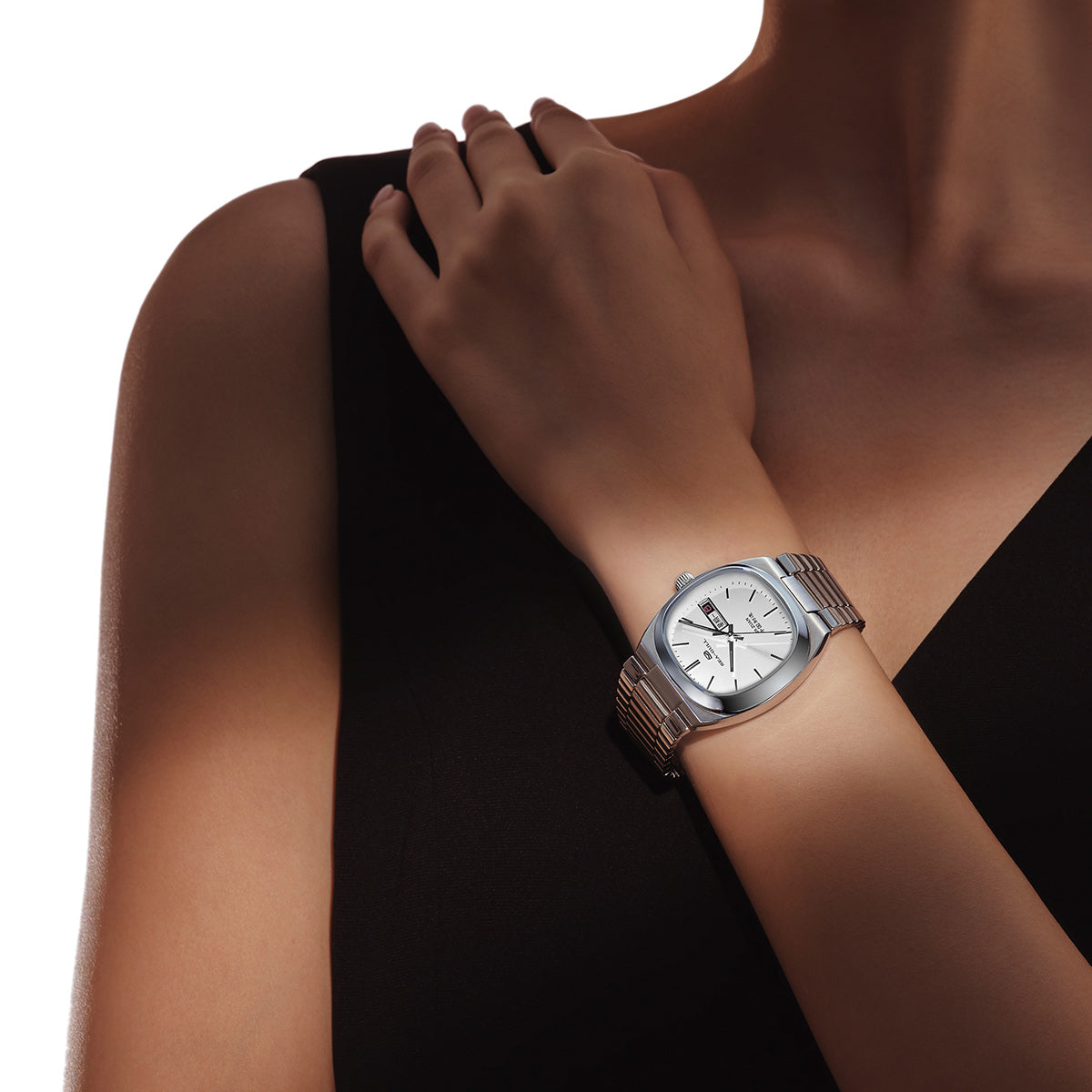 Day-date Calendar Tonneau Case Dress Watch 34mm