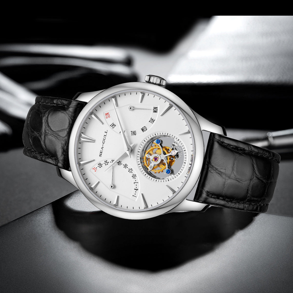 Business-Tourbillon mit Doppelkalender, 41 mm