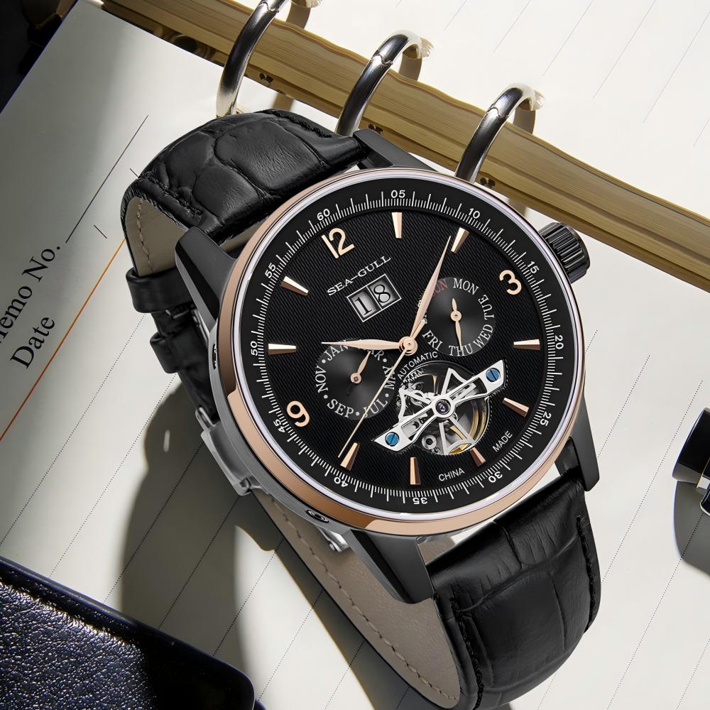 Multifunctional Full Calendar Date Day Display Open Heart Dress Watch 43mm