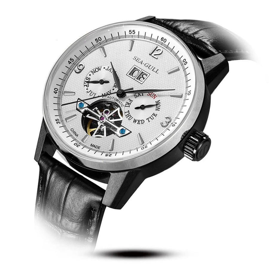 Multifunctional Full Calendar Date Day Display Open Heart Dress Watch 43mm