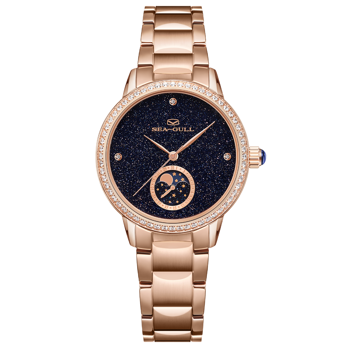 Moon Phase Mother-of-pearl Starry Sky Dial Diamond-set Case Lady's Watch 34mm