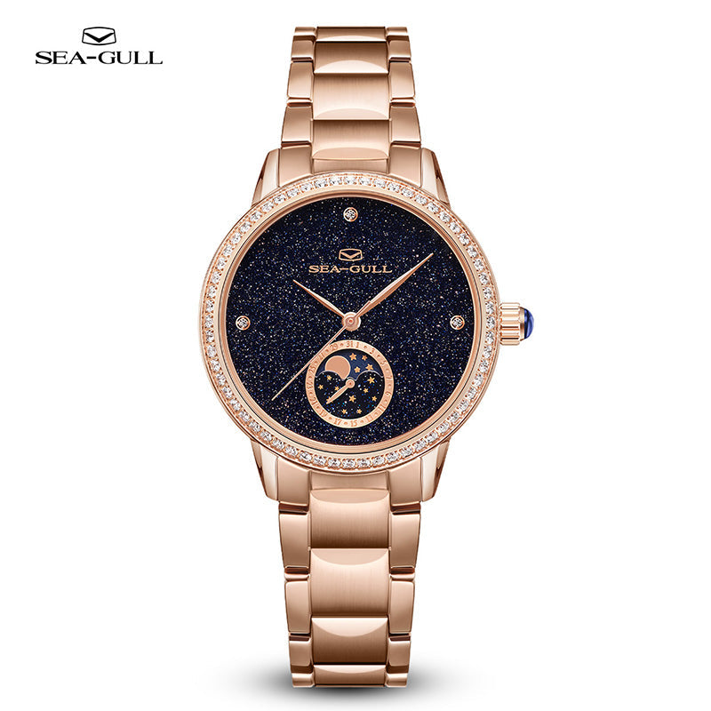 Moon Phase Mother-of-pearl Starry Sky Dial Diamond-set Case Lady's Watch 34mm