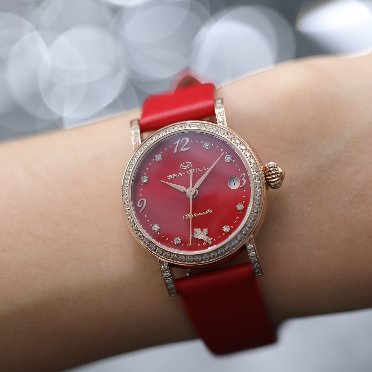 Seagull Seagull Year Of Horse Special Edition Diamond Set Lady Dress Watch 27mm On The Wrist