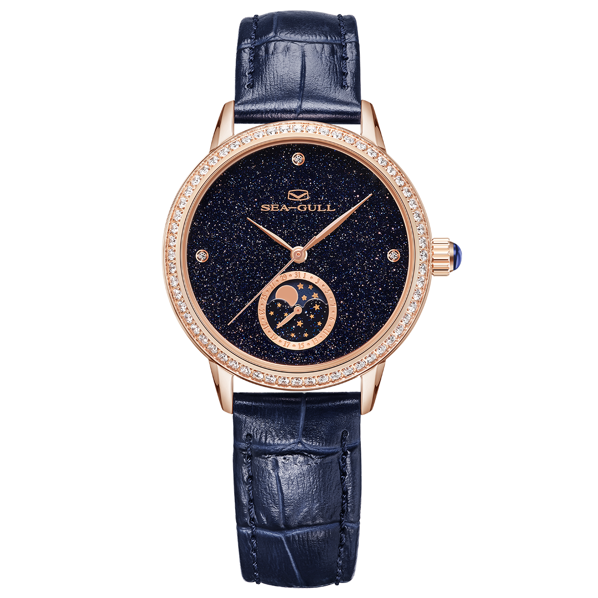 Moon Phase Mother-of-pearl Starry Sky Dial Diamond-set Case Lady's Watch 34mm