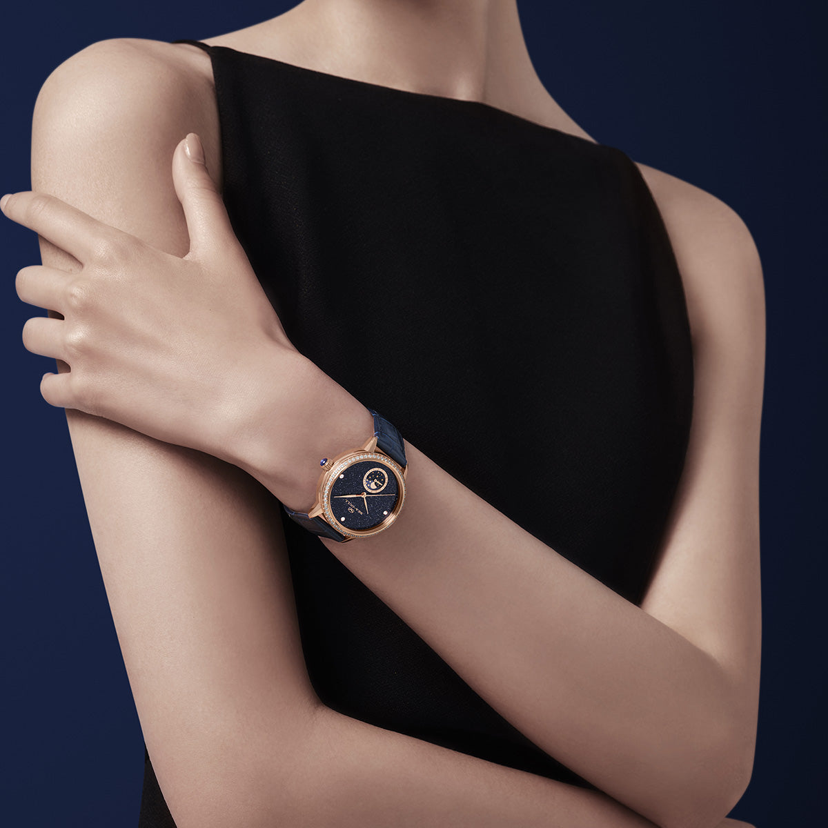 Moon Phase Mother-of-pearl Starry Sky Dial Diamond-set Case Lady's Watch 34mm