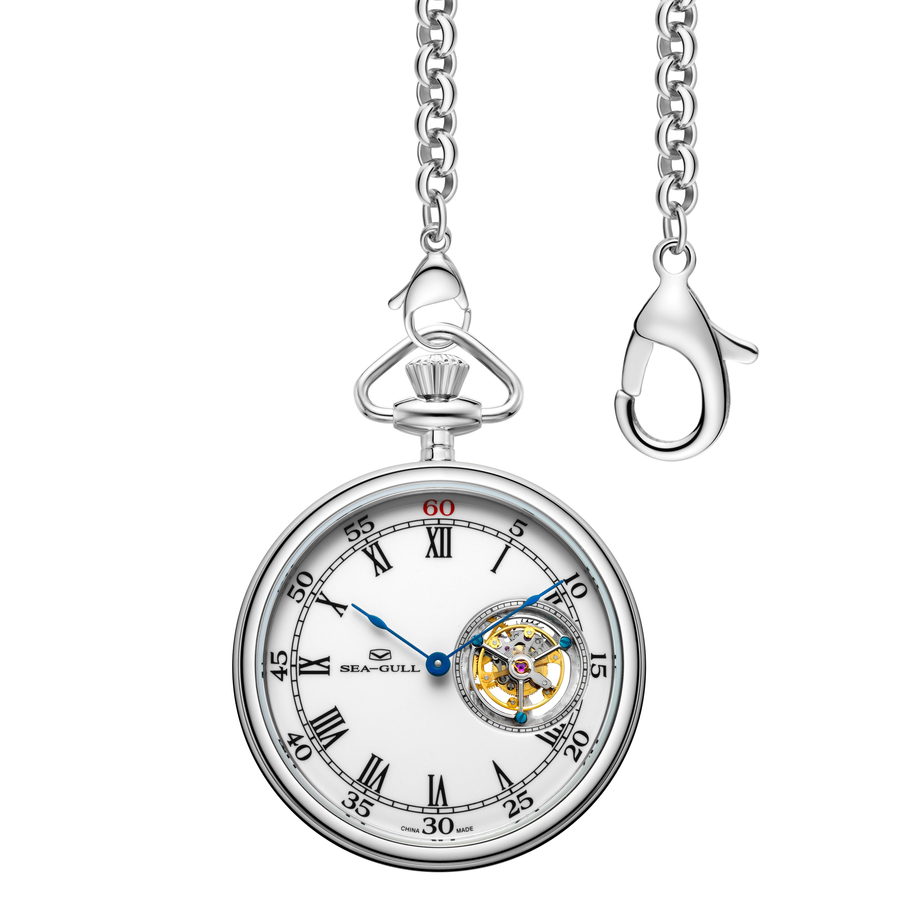 Taschenuhr mit Tourbillon und römischen Ziffern, 47 mm