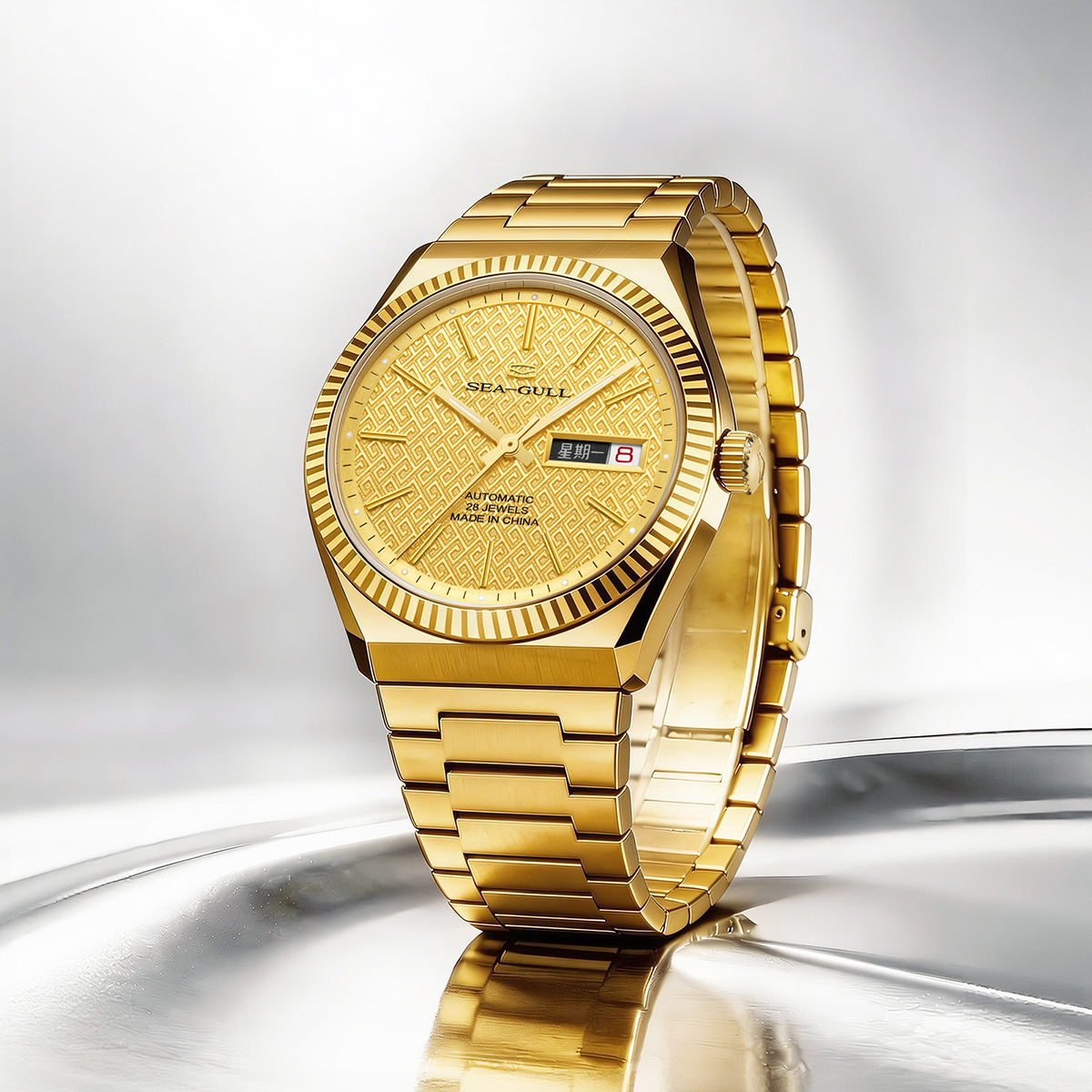 Ancient Cloud Motif Dial Date-day Calender Reissue Automatic Dress Watch 38mm