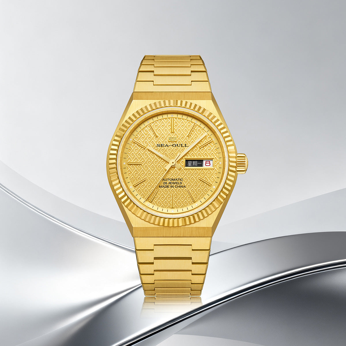 Ancient Cloud Motif Dial Date-day Calender Reissue Automatic Dress Watch 38mm