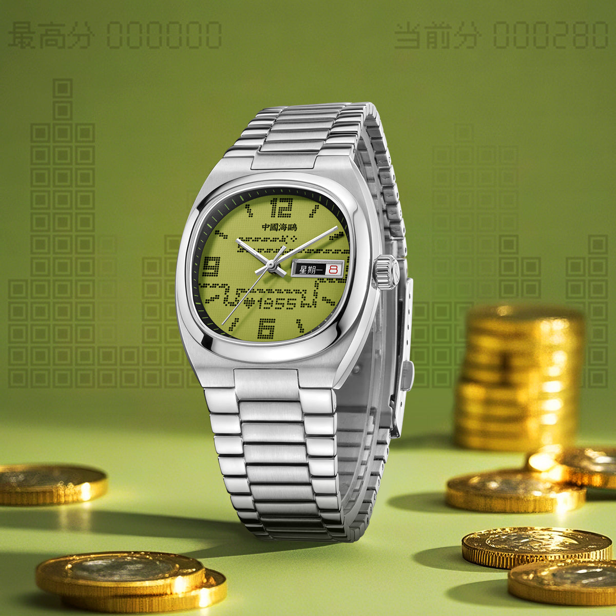 Gluttonous Snake Dial Day-date Calendar 70th Anniversary Edition Tonneau Watch 34mm