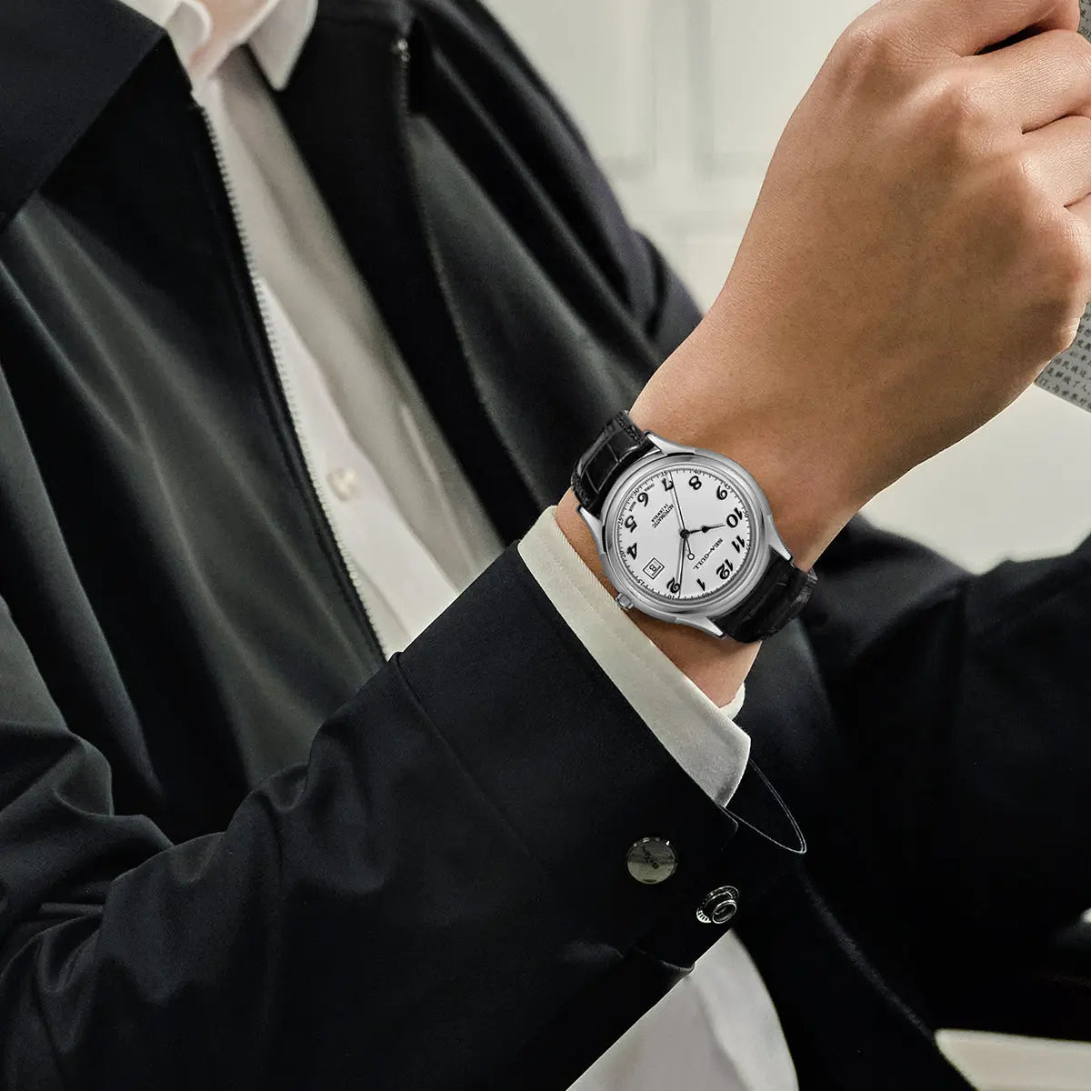 Slim Enamel Dial Ultra-Thin Dress Watch 39mm