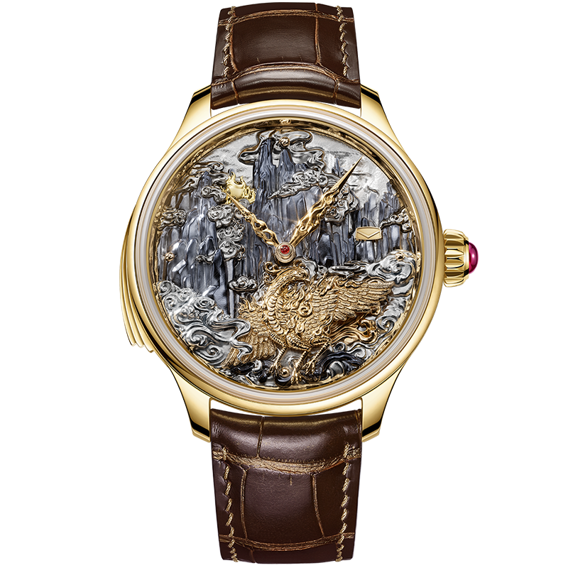 Minute Repeater Gold Engraved Automaton Watch 46mm