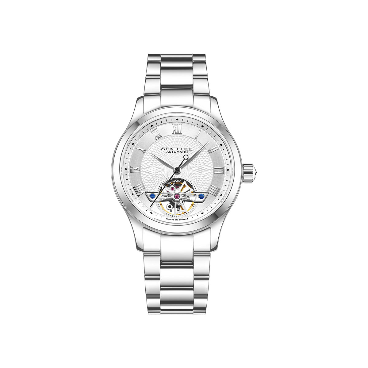 Montre automatique 39mm cadran guilloché à volant d'inertie ouvert (Open Heart)