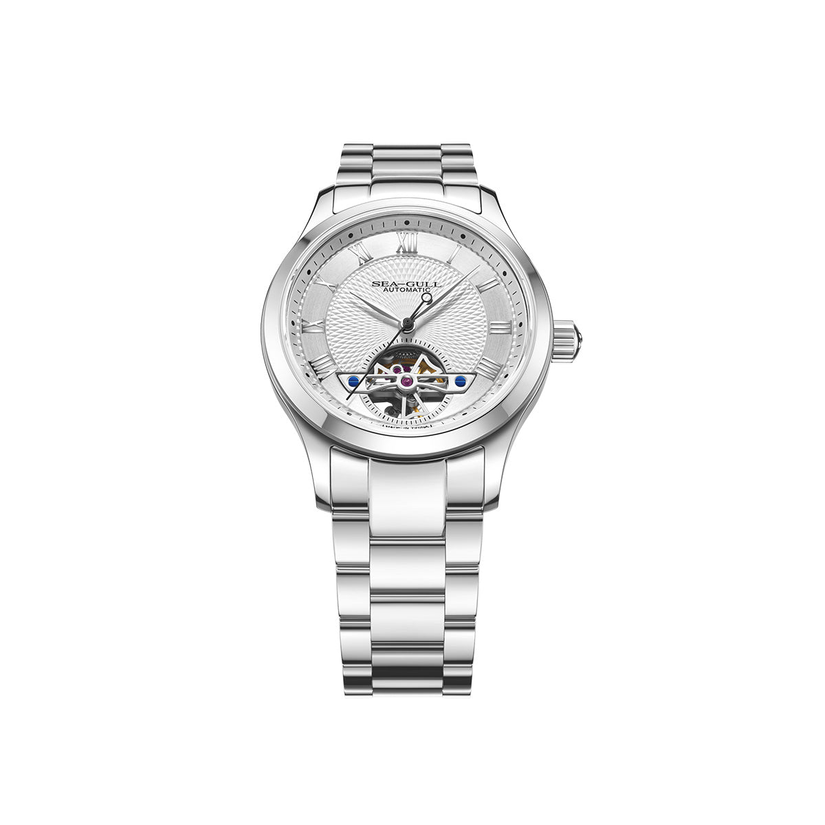 Montre automatique 39mm cadran guilloché à volant d'inertie ouvert (Open Heart)