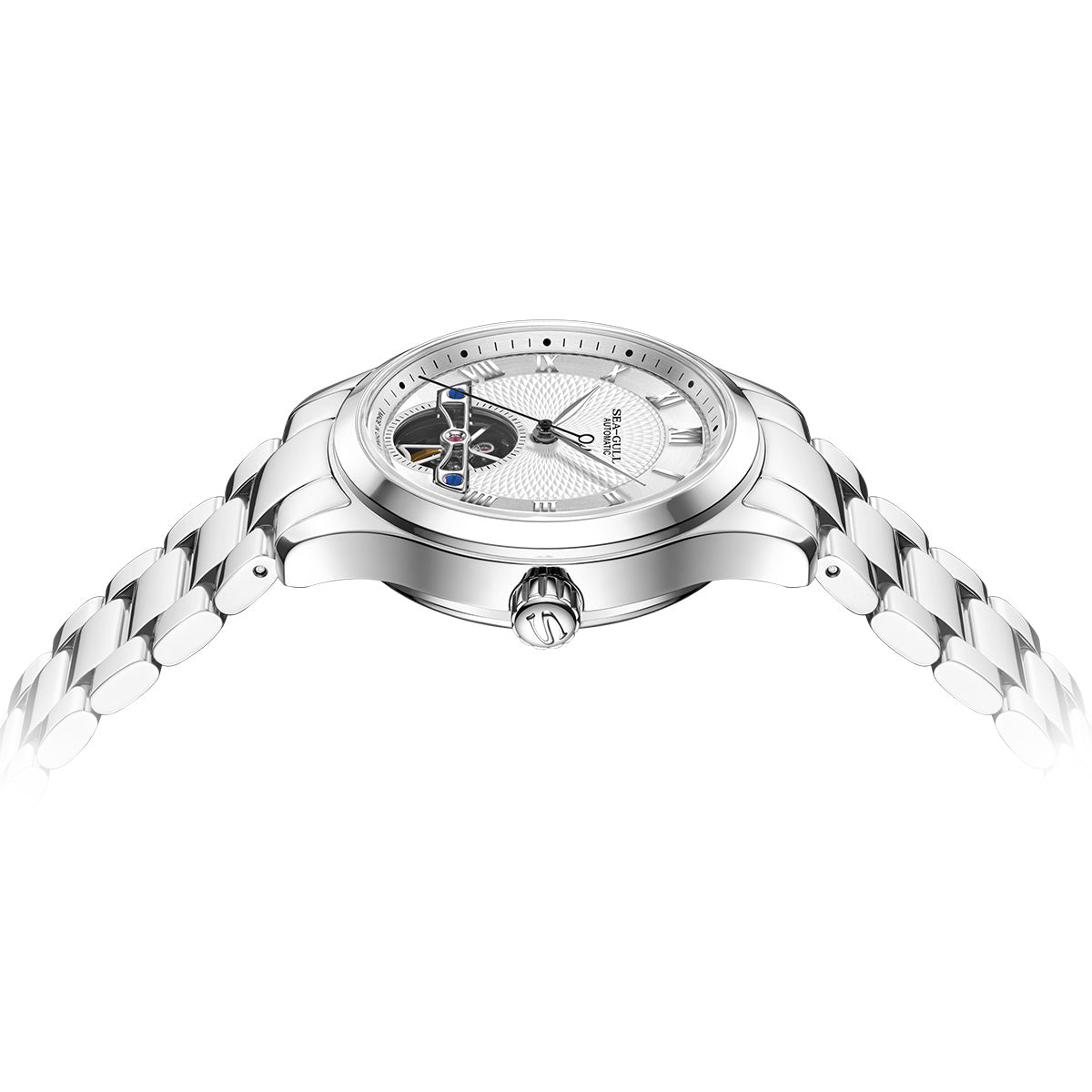 Montre automatique 39mm cadran guilloché à volant d'inertie ouvert (Open Heart)