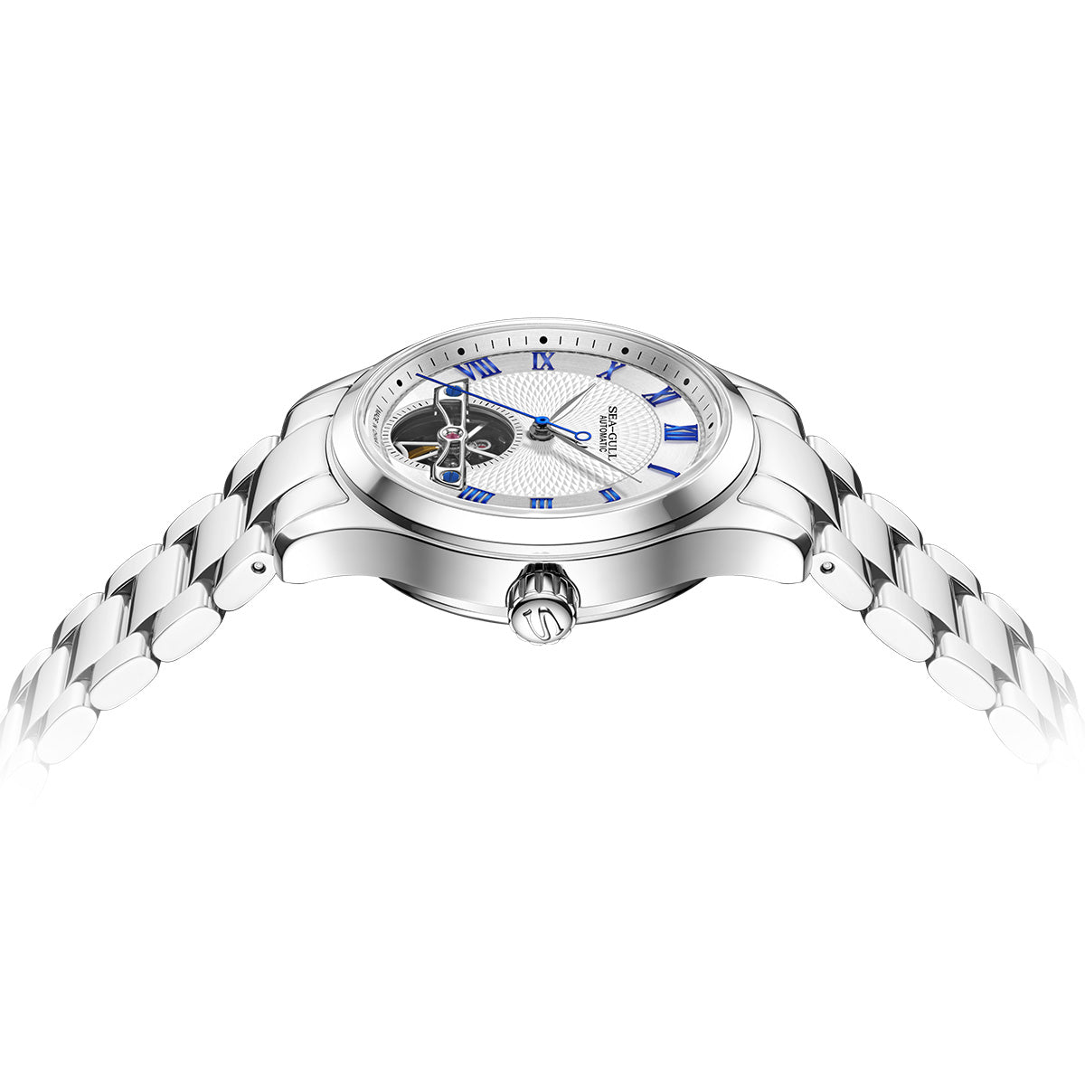 Montre automatique 39mm cadran guilloché à volant d'inertie ouvert (Open Heart)