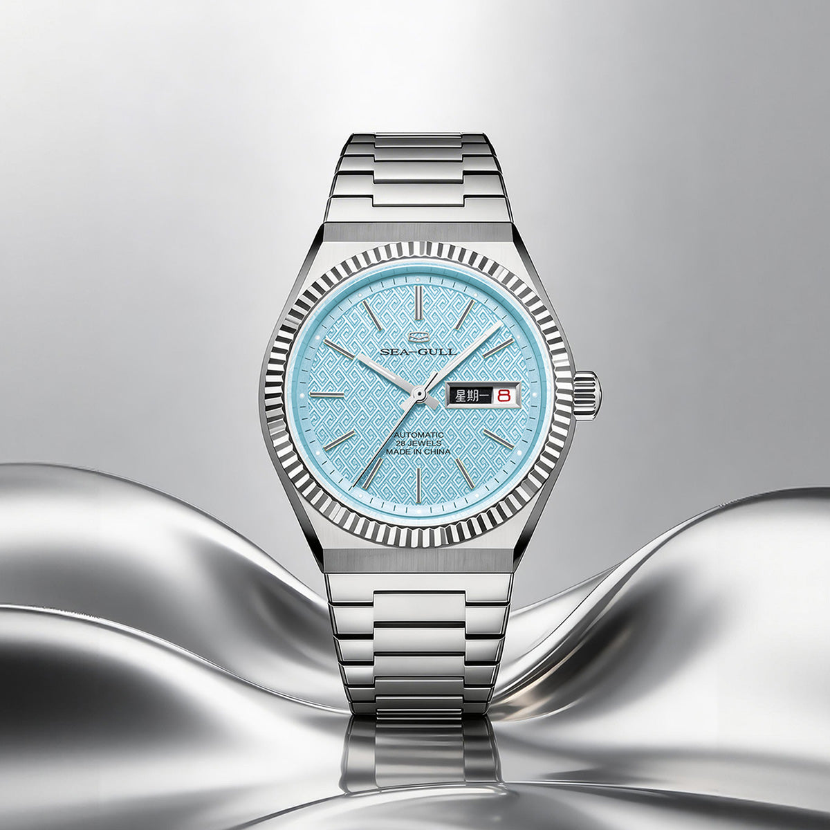 Ancient Cloud Motif Dial Date-day Calender Reissue Automatic Dress Watch 38mm