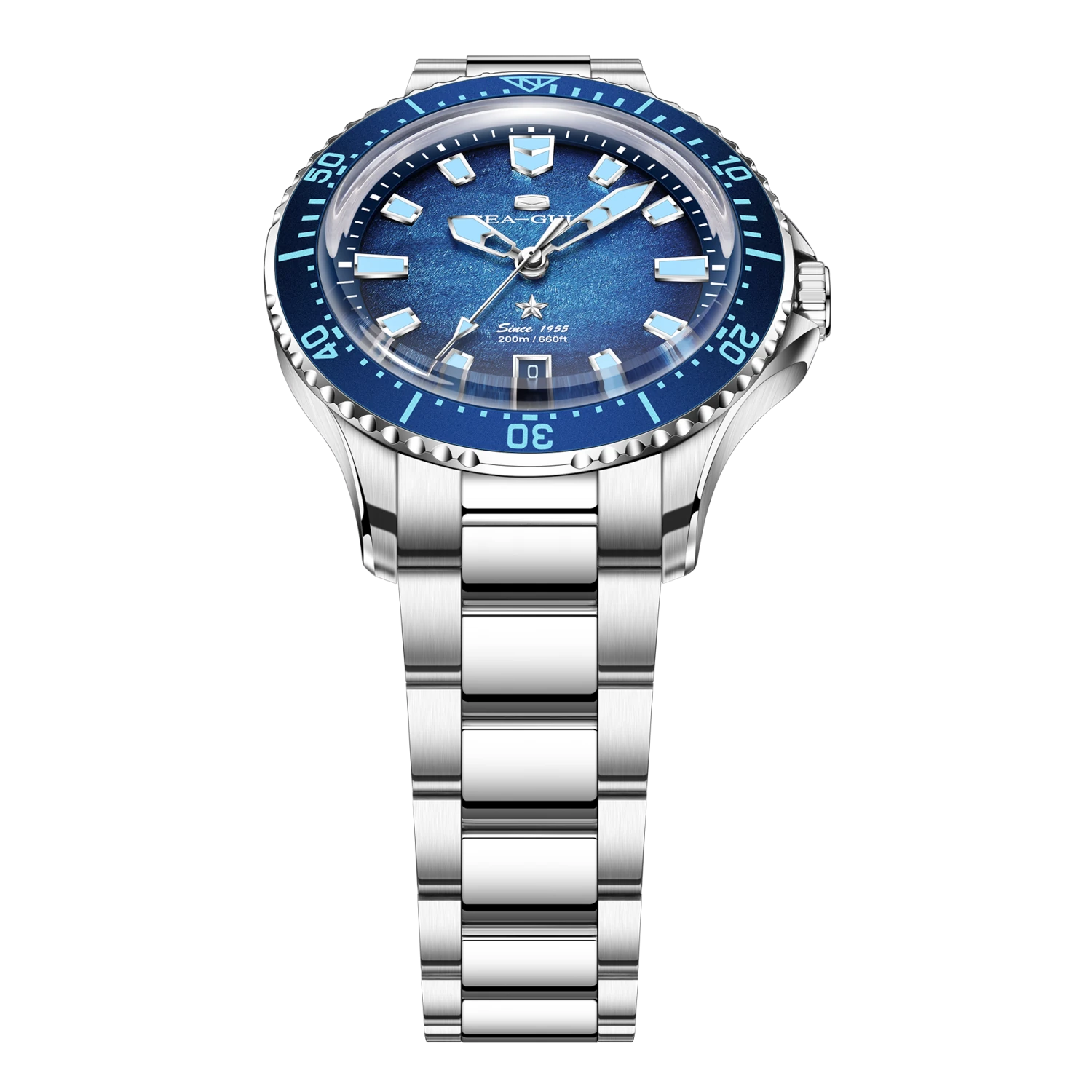 Ocean Series 200m Metallic Gradient Dial Calendar Dive Watch 39mm