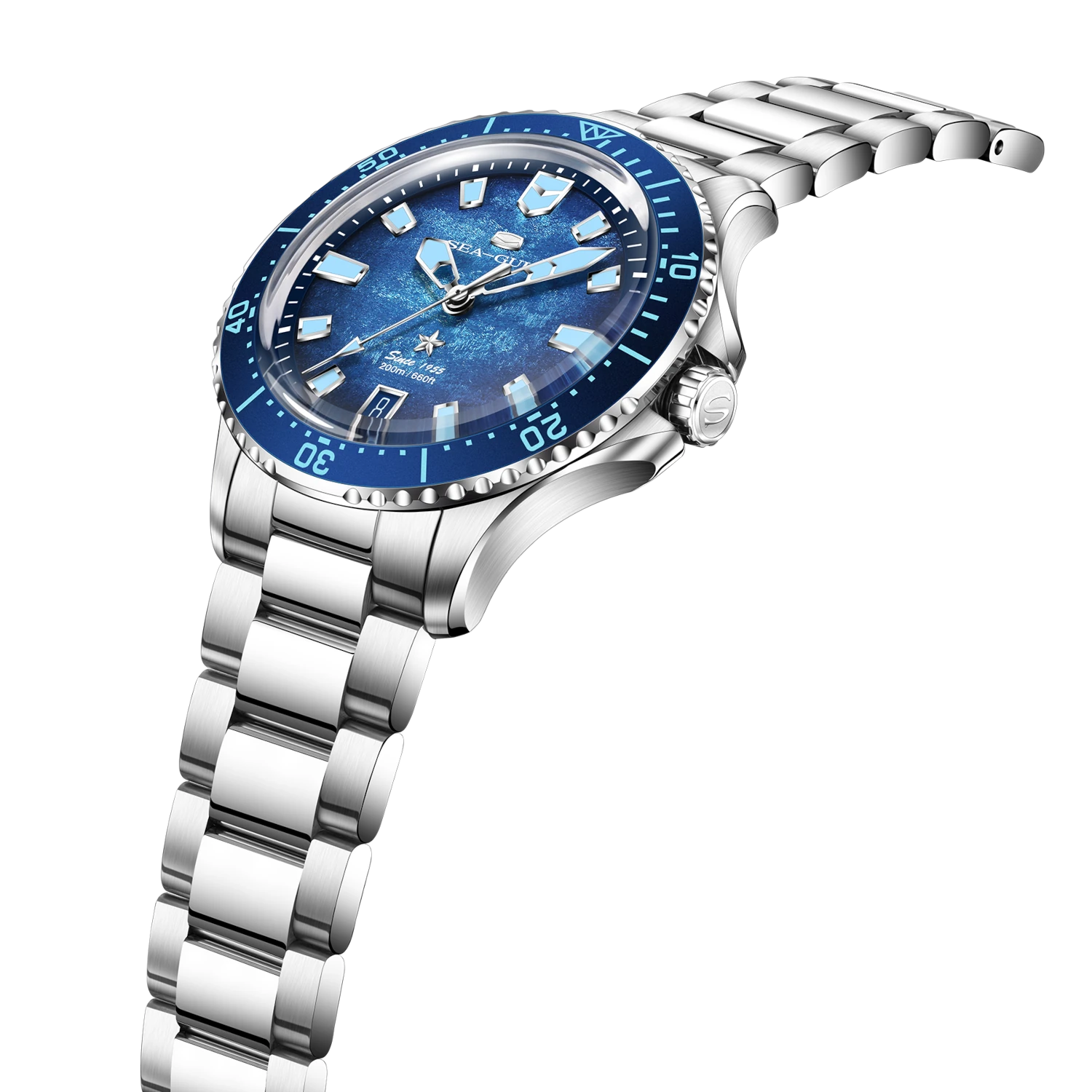 Ocean Series 200m Metallic Gradient Dial Calendar Dive Watch 39mm
