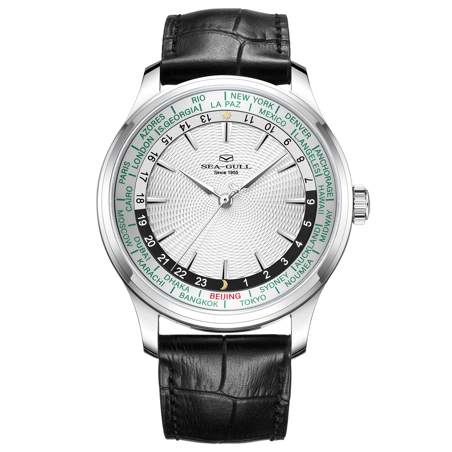 World Time Day Night Display GMT Watch