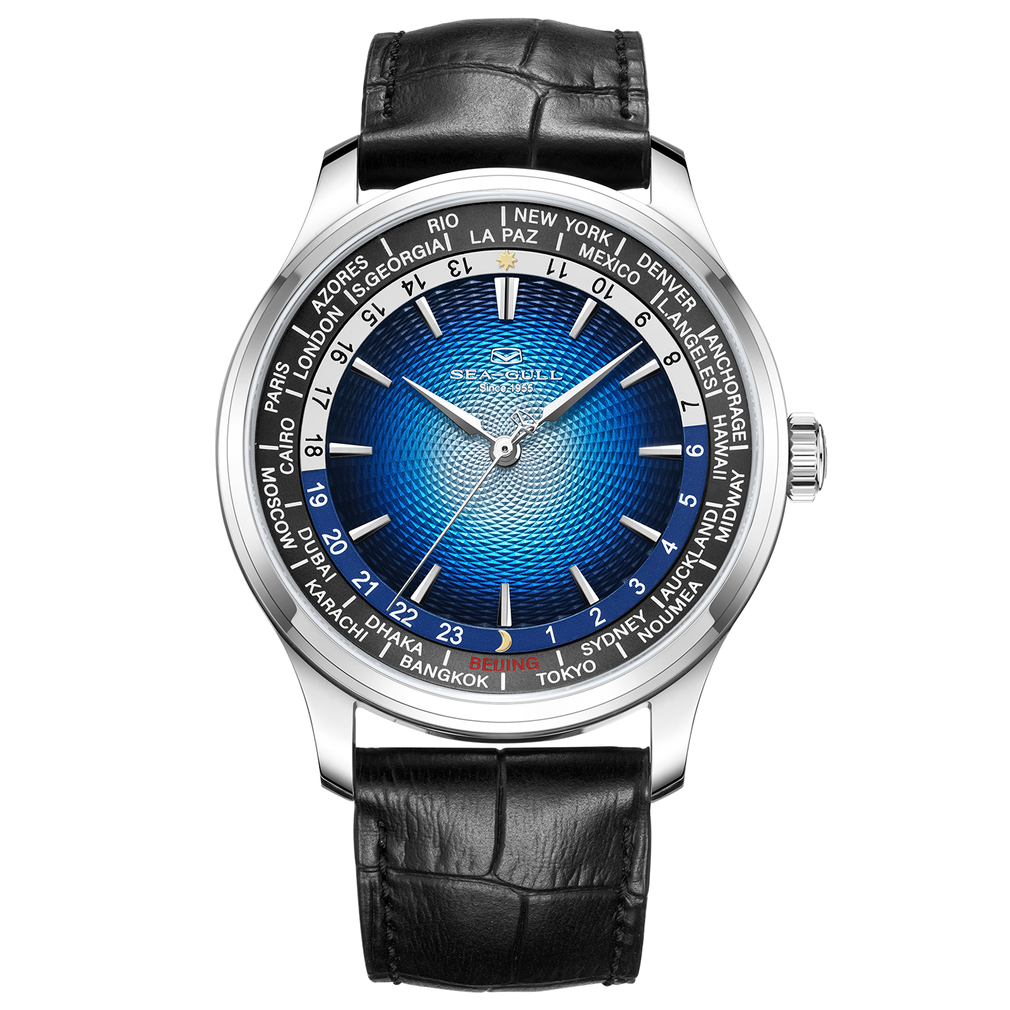 World Time Day Night Display GMT Watch