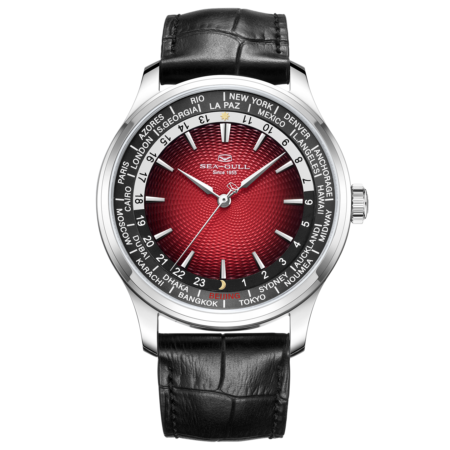 World Time Day Night Display GMT Watch