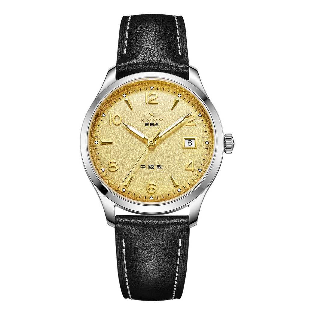 1955 Wuxing Five Stars Reissue Golden Sparkle-texture Dial Dress Watch 39mm