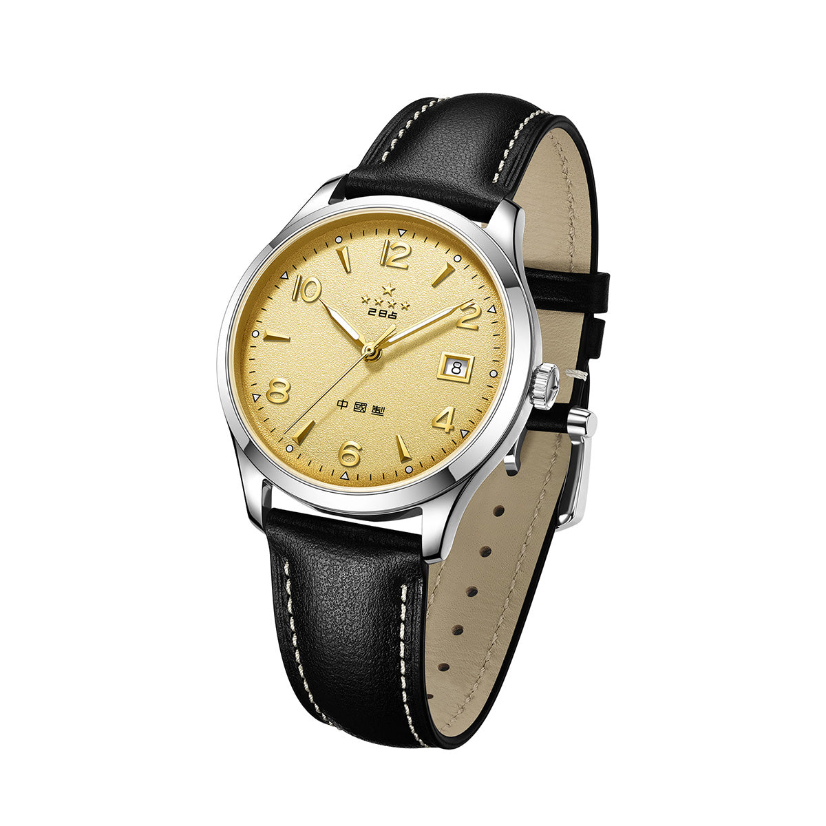 1955 Wuxing Five Stars Reissue Golden Sparkle-texture Dial Dress Watch 39mm