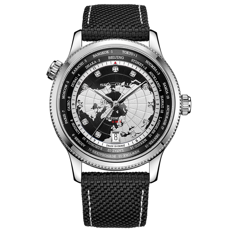 GMT World Time Business Watch Dual Time Zone Calendar 41mm
