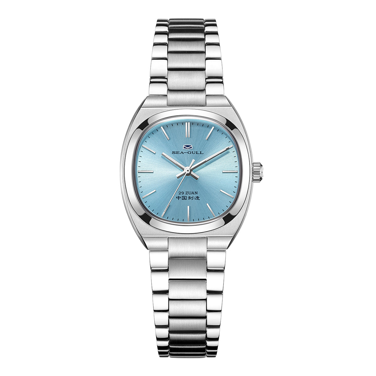 Brushed Solid-color Dial Vintage Tonneau Dress Watch 30mm