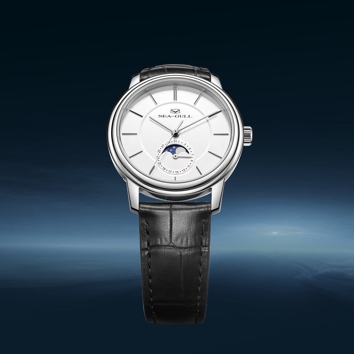 Ultraflache Mondphasenuhr, 38 mm