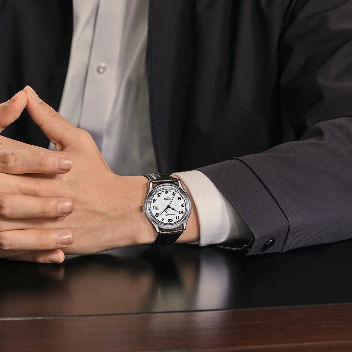 Slim Enamel Dial Ultra-Thin Dress Watch 39mm