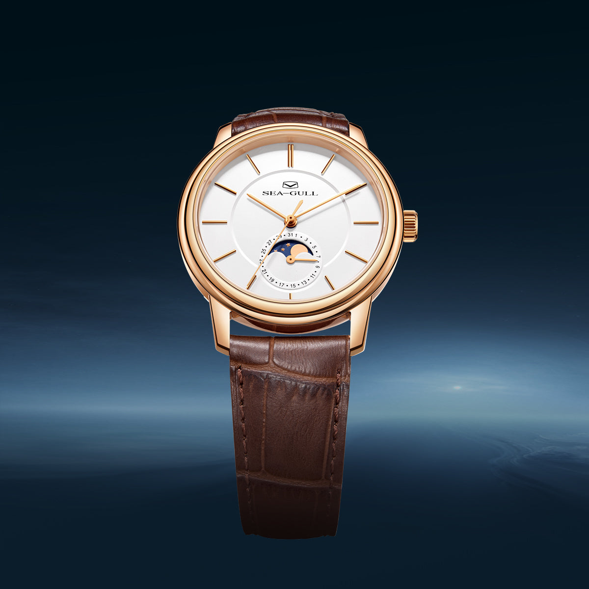 Ultraflache Mondphasenuhr, 38 mm