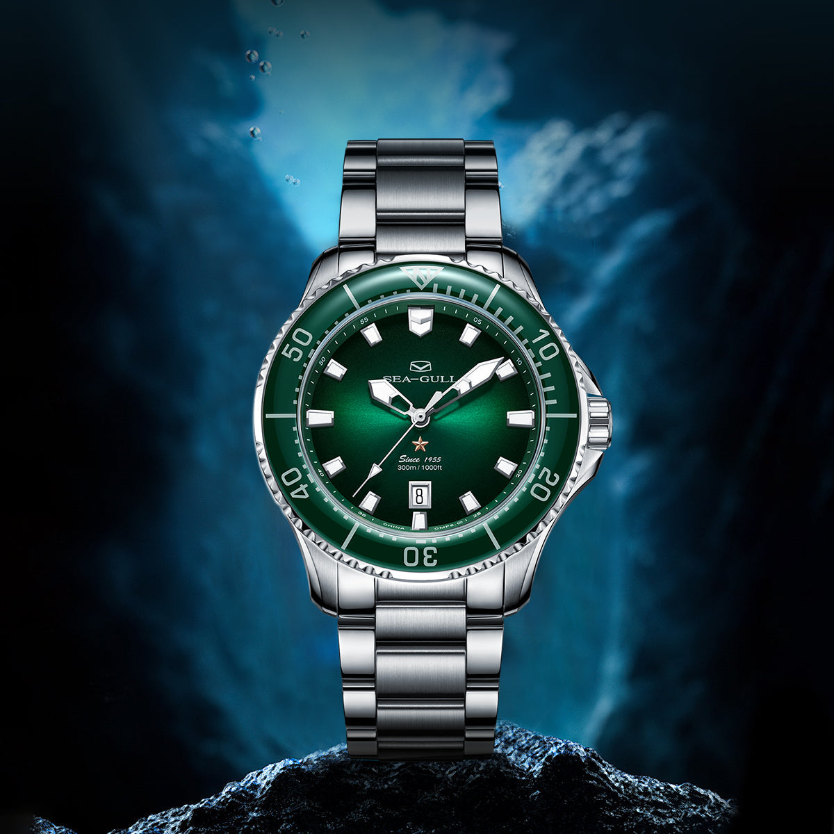 Seagull Ocean Series Pro 300m Mechanical Dive Watch Green Dial 41mm 816.92.1213 Available at Seagull Official Store