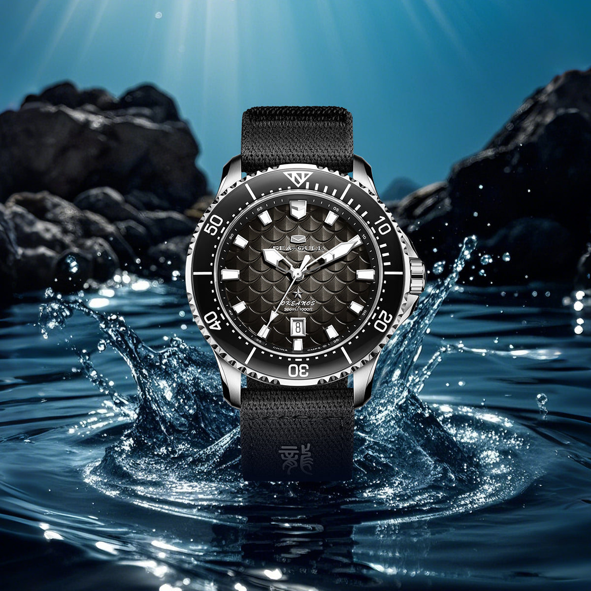 Ocean Series "Dragon Kings of the Four Seas" Dragon-scale Dial 300m Waterproof Diving Watch 44mm