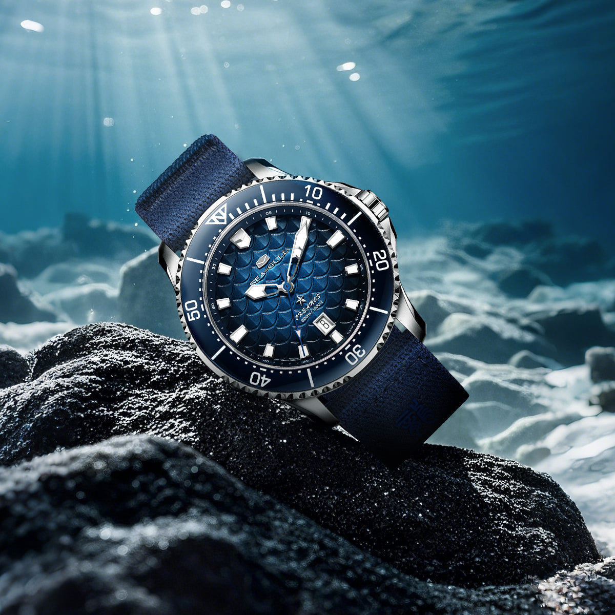 Ocean Series "Dragon Kings of the Four Seas" Dragon-scale Dial 300m Waterproof Diving Watch 44mm