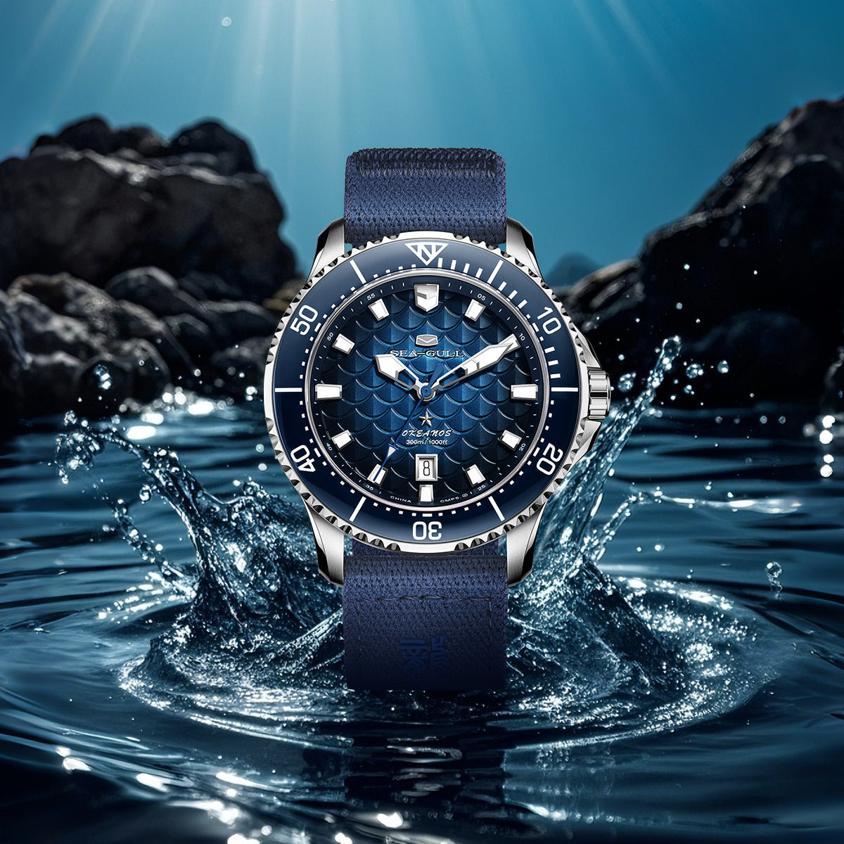 Ocean Series "Dragon Kings of the Four Seas" Dragon-scale Dial 300m Waterproof Diving Watch 44mm