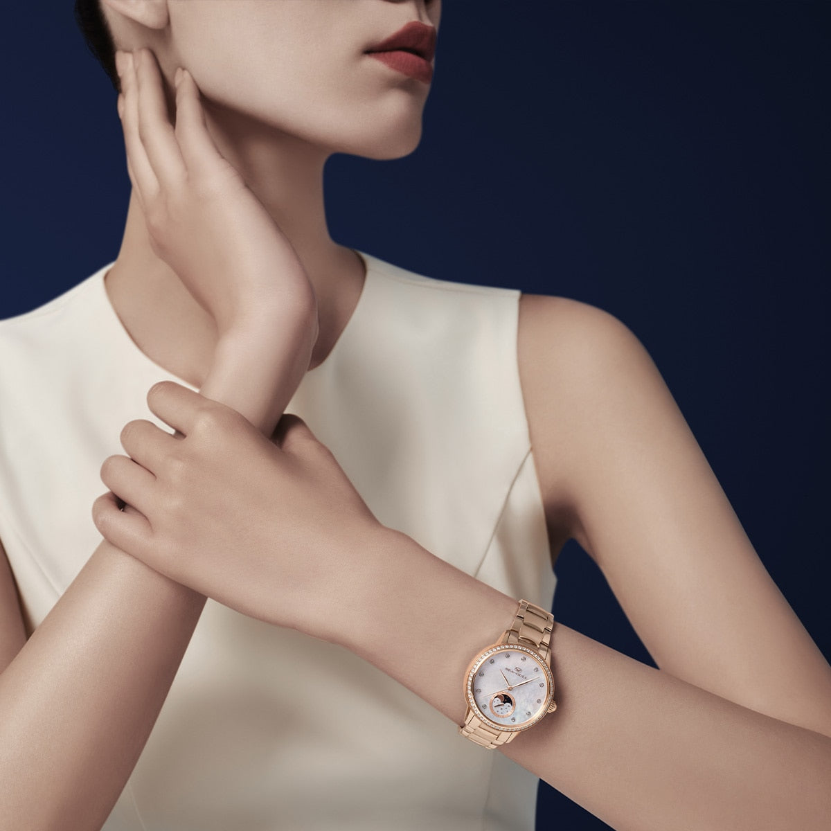 Mondphasenuhr Leichte Luxus-Damenuhr 34 mm