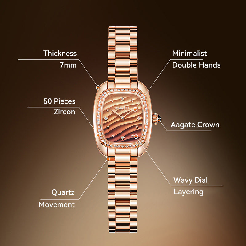 Ladies Series Wave-textured Dial Diamond-set Case Lady's Watch 30mm