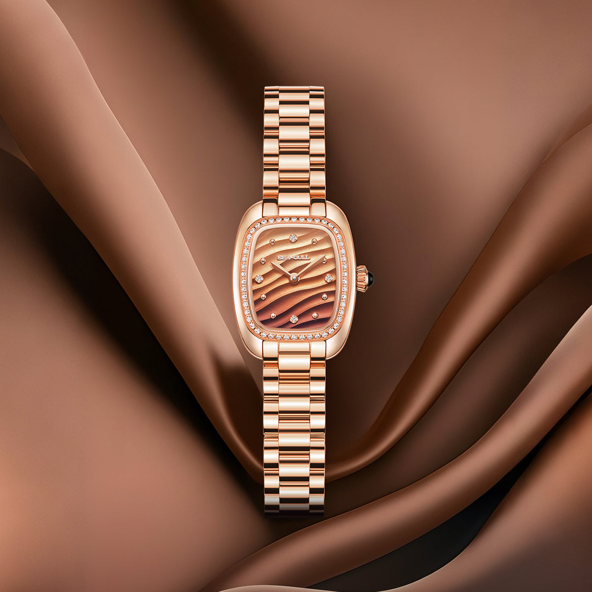 Ladies Series Wave-textured Dial Diamond-set Case Lady's Watch 30mm