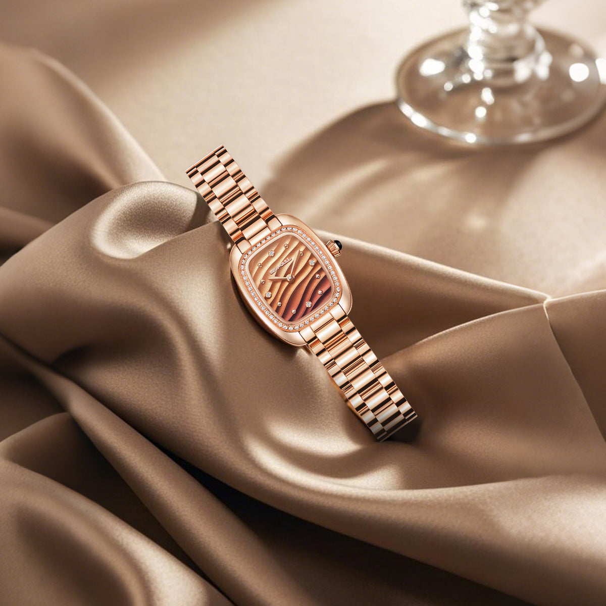 Ladies Series Wave-textured Dial Diamond-set Case Lady's Watch 30mm