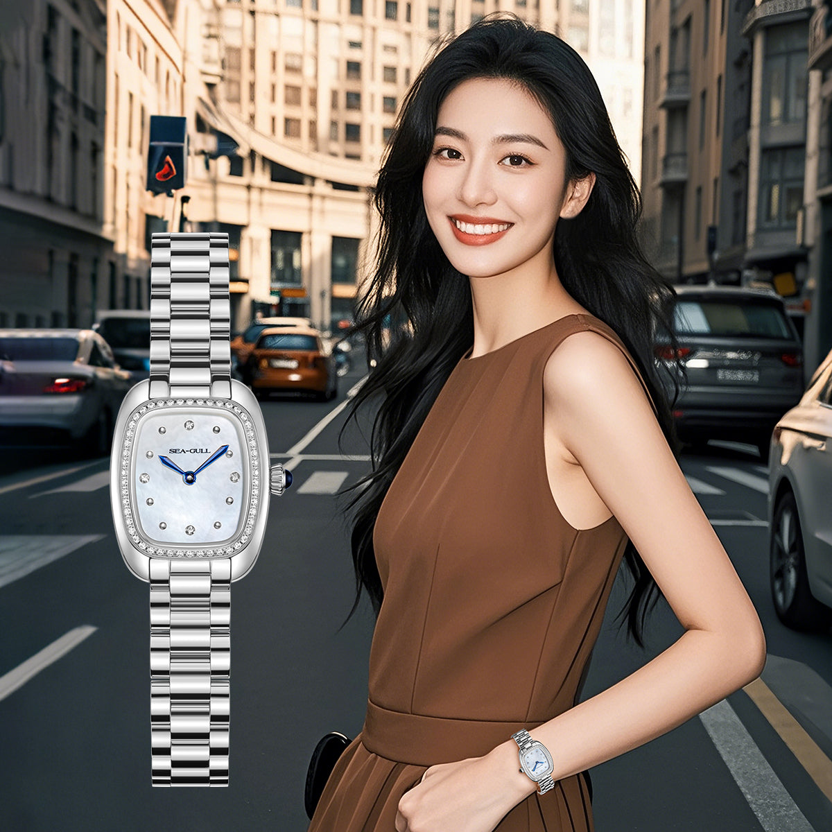 Ladies Series Wave-textured Dial Diamond-set Case Lady's Watch 30mm