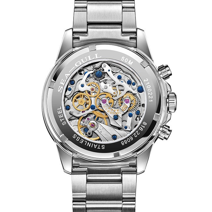 Seagull Panda Eye Tachymeter Chronograph Men's Mechanical Watch 6156