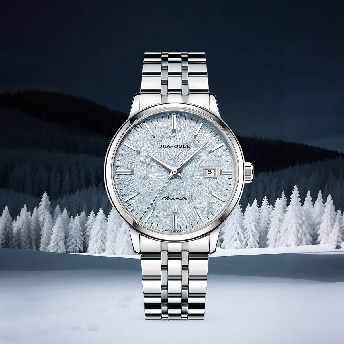 Seagull Cedar Dial Calendar Couple Watch Mechanical Dress Watch 6182