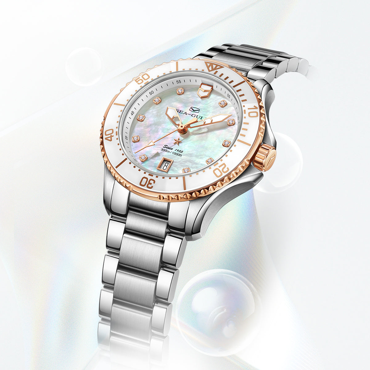 Ocean Series Pro 300m Waterproof Mother-of-pearl Dial Lady's Dive Watch 40mm