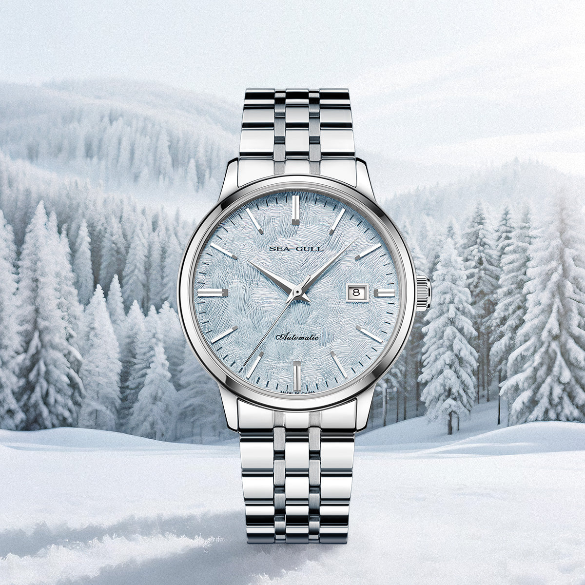 Seagull Cedar Dial Calendar Couple Watch Mechanical Dress Watch 6182