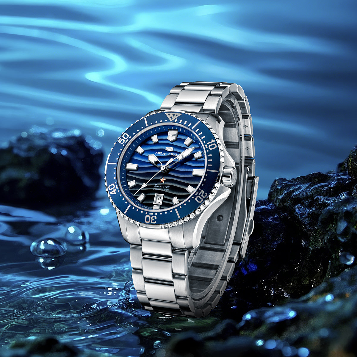 Seagull Ocean Series Pro 300m Waterproof Gradient Wave-textured