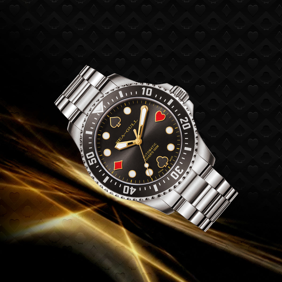 Ocean Series 100m Waterproof Poker Master Dive Watch 44.5mm